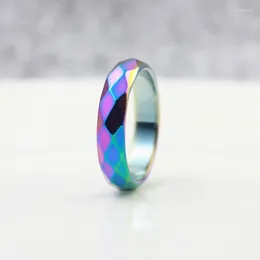 Cluster Rings Fashion Party Jewelry Grade 3A Quality 6mm Wide Faceted Hematite Rainbow Color ( 1 Piece) HR1010