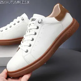 أحذية Roller Spring New Brand Mens Shoes Business Leather Shoes Luxury White Sneakers Trendy Most Casual Flat Shoes Design Men Black Q240201