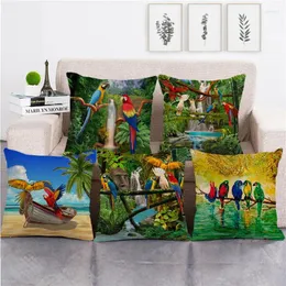 Pillow Beautiful Bird Pillows Cover Colourful Farmhouse El Decorative Throw Case Linen Creative Home Decor