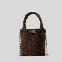 Umhängetaschen Fasion Lambswool Buckets Bag Faux Fur Women andbags Cains Imation Wool Soulder Crossbody Vintage Small Tote Purses 2024H2421