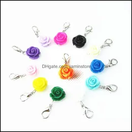 Charms 120 Stück Mix 12 Farben Rosenblüten Charms Baumeln Hängend Diy Armband Halskette Schmuck Zubehör Karabinerverschluss Schwimmend 2234 Dro Dhhor