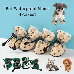 Köpek giyim 4pcs/set köpekler için kış sıcak evcil ayakkabılar su geçirmez yağmur botları yumuşak taban ayakkabı küçük öğeler