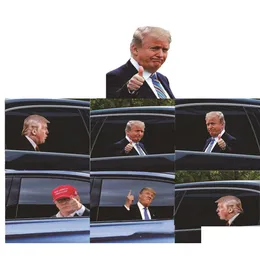 Баннер-флаги 25X32 см Trump 2024 Автомобильная наклейка Баннерные флаги Товары для вечеринок Президентские выборы в США ПВХ Наклейки на окна автомобилей Drop Deliv Dhzv1
