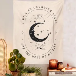 Gobelin faza księżyca Tarot Tobestry Medieval Sun Star Boho Decor cytat wiszący retro wiedźmy