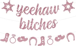 Decorazione per feste Cheereveal Yeehaw Cowgirl Bachelorette Banner Ghirlanda occidentale in oro rosa Forniture per addio al nubilato Nashville