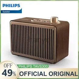 Portable Speakers Philips TAVS300 Speaker Wireless Bluetooth Retro Mini HiFi Stereo Portable Desktop Wooden Color Loudspeaker 2200mAh Long Standby zln240201