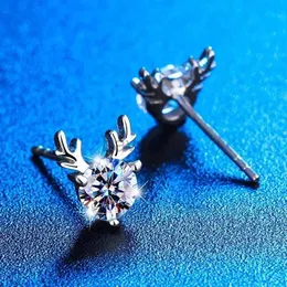 Stud LORIELE 925 Sterling Silver 0.3CT D Color Lovely Deer Ear Moissanite Stud Earring for Women Anniversary Party Gift Fine Jewelry zln240201