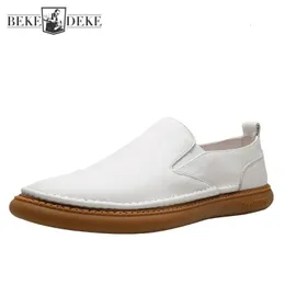 Harajuku Estate Bianco Genuino Mens del Cuoio Mocassini Scarpe Traspirante Slip On Morbido Maschio Casual Scarpe Da Ginnastica Piane Calzado Hombre 240124