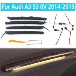 Interiörstillbehör 4st bild dörr LED-lampskärm för Audi A3 S3 8V 2014-2024 Dekoration Kolfiberfärgat atmosfär