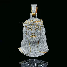 Ювелирные изделия на заказ Vvs Муассанит с бриллиантами Стерлингового серебра 925 пробы Подвеска с изображением Иисуса Позолоченные подвески со льдом на заказ