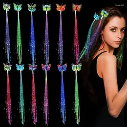 Decoração de festa 12pcs acender borboleta clipe de cabelo LED flor luminosa brilho trança barra decoração suprimentos