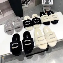 Channel Sandal Chanellies Chanells classic teddy bear kid fluffy Sandals black Flat Casual Shoe Sliders Winter fuzzy Slippers Designer woman warm Slipper luxu PTDO