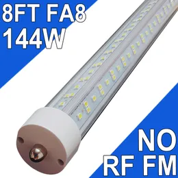 8FT LED Tube Lights, 144W 18000lm 6500K,T8 FA8 Single Pin LED Bulbs(300W LED Fluorescent Bulbs Replacement), V Shaped Double-Side, Clear Coveral-Ended Power usastock