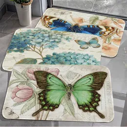 Carpets Vintage Butterfly Kitchen Mat Non-Slip Laundry Room Decor Balcony Child Living Bedside Area Rugs