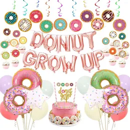 Festa decoração donut temático grande estrela balões de folha para decorações de aniversário da menina do bebê redemoinhos banner suprimentos presentes favor