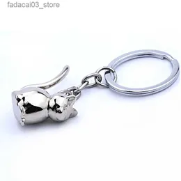 Biegły kluczy Lanyards 3D Cat Blak Cute Key Ring for Women Kitten Lucky Cat Bieglica Kluczowa Uchwyt Kluczowy Męs