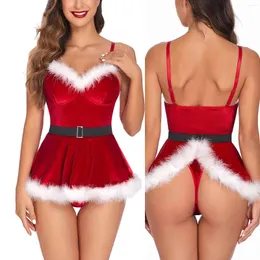 BHs Sets Frauen Weihnachtskleid Pyjamas Sexy Dessous Set Body Erotische Unterwäsche Bikini Babydoll Porno Cosplay Teddy Nachthemd Jahr
