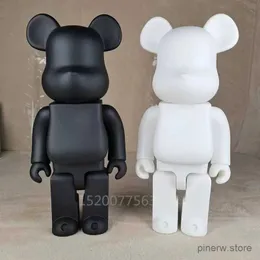 Action Toy Figures 400% High Quality Black White Bearbrick DIY Assembly 28cm Galaxy Painting Bear 3D Model Mini Brick Figure Toys
