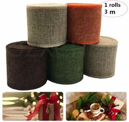 Party-Dekoration, 4 Farben, natürliche Jute-Sackleinen, Hessische Bandrollen für rustikale Hochzeit, Weihnachten, Geschenk, Heimwerken