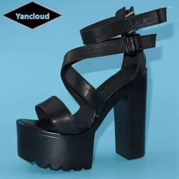 Sandalet Yancloud 15cm Seksi Extremem Yüksek Topuklu Ayakkabı Kadın Bandaj Gladyatör 2024 Yaz Tıknaz Platform 32 43