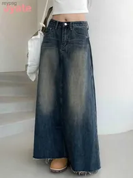 Etekler jyate vintage maxi denim etekler kadın y2k grunge sokak kıyafetleri chic uzun etekler kadın gündelik harajuku estetik faldas yq240201