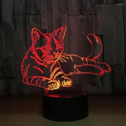 Ночник с мультяшным котом, 3D ночник, светодиодный USB-иллюзионный светильник, многоцветный сенсорный пульт дистанционного управления, Luminaria Lampara, домашний декор, детские подарки, падение