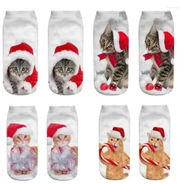 Women Socks 2024 year 3d prient Christmas Funny Snowman Dog Cat Animal Woman Gift Cute Kawaii