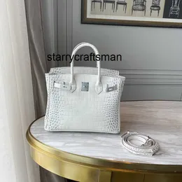 Women Handbag Himalaya Crocodile Love Horse Ladies Trendy Brand Womens Water Diamond Buckle Himalayan White Pattern Bag Silver Genuine Leather L