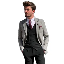 Mans Suits For Wedding Tweed Tuxedos Man Wear Wedding Dress Prom Dresses Business Suit Three Pieces SuitJacketPantsVest 240123
