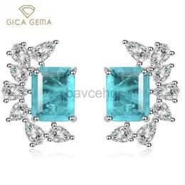 Stud GICA GEMA 925 Sterling Silver Paraiba Tourmaline Gemstone Diamonds Earrings Ear Studs Fine Jewelry Gift Wholesale zln240201