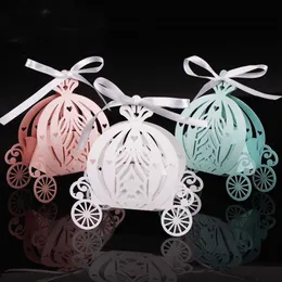 2019 50 stücke Laser Cut Kürbis Kutsche Hochzeit Süßigkeiten Bevorzugung Box Perle Farbe Papier Candy Box Baby Dusche Geburtstag Gift250T