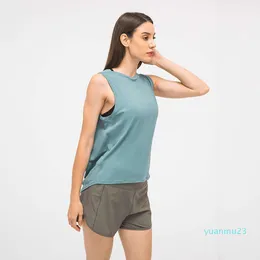 Justera kvinnor Lu Lemon Yoga Sports Vest Loose Running -träningskläder för Fiess Gym slitage Träningskläder sportkläder tank tops jogger slitage