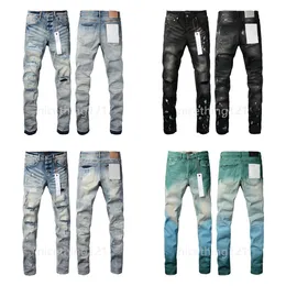 Mens Purple Jeans Designer Jeans Fashion Distressed Ripped Bikers Womens Denim cargo For Men embroidery panel trousers stretch slim-fit trousersBlack Pants