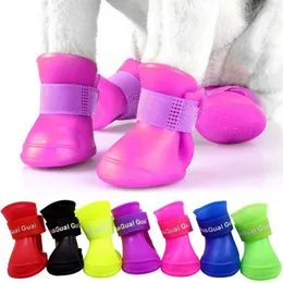 Dog Apparel 4pcs S/M/L Pet Rain Shoes Anti Slip Waterproof Cat 7 Colors Rubber Boots For Four Seasons