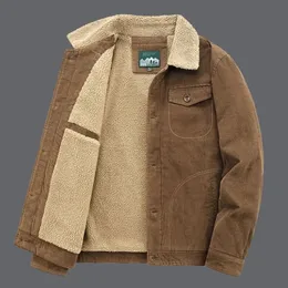 高品質のジャケットメンズ冬のぬいぐるみコーデュロイ作業服カジュアルな厚い短い固体綿240124