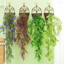 Flores decorativas plantas artificiais falso flor videiras planta verde caminho folhas lavanda parede pendurado casa ao ar livre jardim decoração de casamento