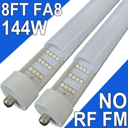 8ft LED -glödlampor, enstift FA8 -bas, 144W (300W Equiv.), 6500K dagsljus, 18000 lm, 8 fot T8 T10 T12 LED -rörljus, 96 '' LED -ersättning Fluorescerande ballast Usastock