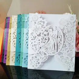 50 pezzi di inviti di nozze carta sposa sposo fiori invito tascabile auguri Mariage decorazioni per feste 240118