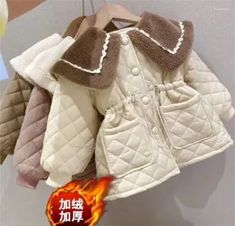Jaquetas meninas jaqueta de lã inverno crianças casaco de algodão acolchoado engrossado casaco quente criança sólida parkas moda outwear 2-8 anos