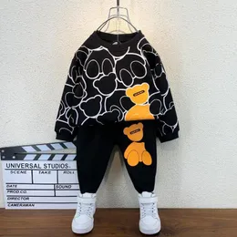 Giyim Setleri Erkek Ter Gömlek Set Çocuk Takım Kıyafetleri Bahar Sonbahar Hoodies Pantolon 2 PCS Moda Karikatür Ayı Çocuk 2-12y