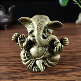 Figurine decorative Colore bronzo Lord Ganesha Statua di Buddha Ornamenti Fengshui Ganesh Elefante indiano Dio Sculture per la decorazione del giardino di casa