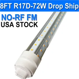 R17D LED-Glühbirne, 8 Fuß, V-förmig, 72 Watt, T8-LED-Röhren, saubere Abdeckung, 7200 lm, superhell, HO-drehbares Ende, 8 Fuß, 2-polige Ladenleuchte, 6500 K, T8 T10 T12 Leuchtstofflampe USAstock