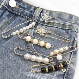 Brooches Women's Brooch Beads Fashion Rhinestone Pearl Lapel Pin Sweater Dress Tightening Waist Pins Badge Buckle DIY Accessories