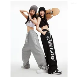 Kvinnors byxor Deeptown baggy sweatpants kvinnor hösten grå kpop streetwear koreansk mode casual sport jogger harajuku byxa hip hop