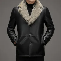 Genuíno lã de pele carneiro dos homens terno colarinho solto e engrossado vison jaqueta casual para designer médio envelhecido jovens j314
