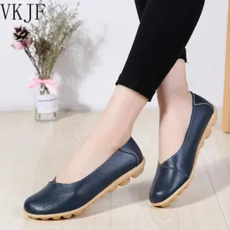 Kvinnor damer kvinnliga kvinnor skor lägenheter morskor ko äkta läder loafers ballerina non slip on zapatillas mujer ballet 240123