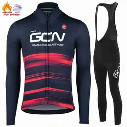 Herrspårsugar TEAM 2023 MENS Racing Cycling Suits Winter Warm Fece Jersey Set Triathlon Mountian Long Seves Clothingh2421