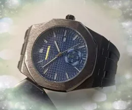 Top quality Men Watch Stopwatch relojes de lujo para hombre clock Man Black Blue Rubber Stainless Steel Band Full Function Quarz Chronograph Movement Wristwatch