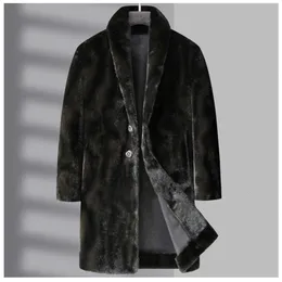 Designer masculino juventude imitação de pele de vison jaqueta inverno engrossado couro quente dupla face vestindo casaco roupas superiores kvht