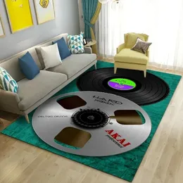 3D Classical Music Vintage Vinyl Record Square Carpet for Living Room Bedroom Sofa Decoration Rugs Kid Play Non-slip Floor Mat 240131